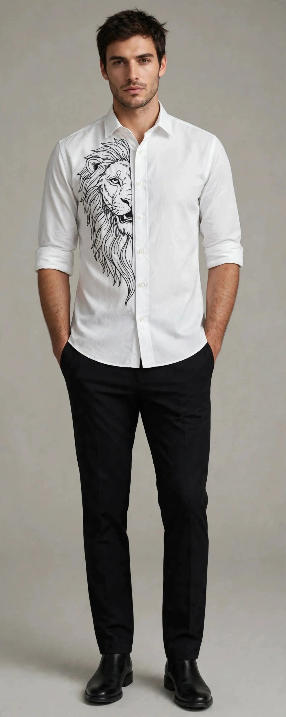Leo Lion Embroidered Shirt