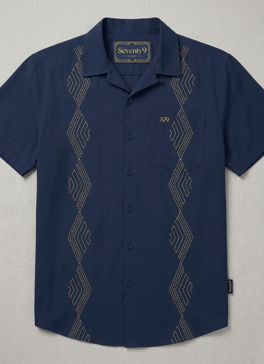 Tropical Oversized Leaf Embroidered Linen Shirt