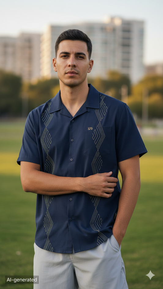 Tropical Oversized Leaf Embroidered Linen Shirt